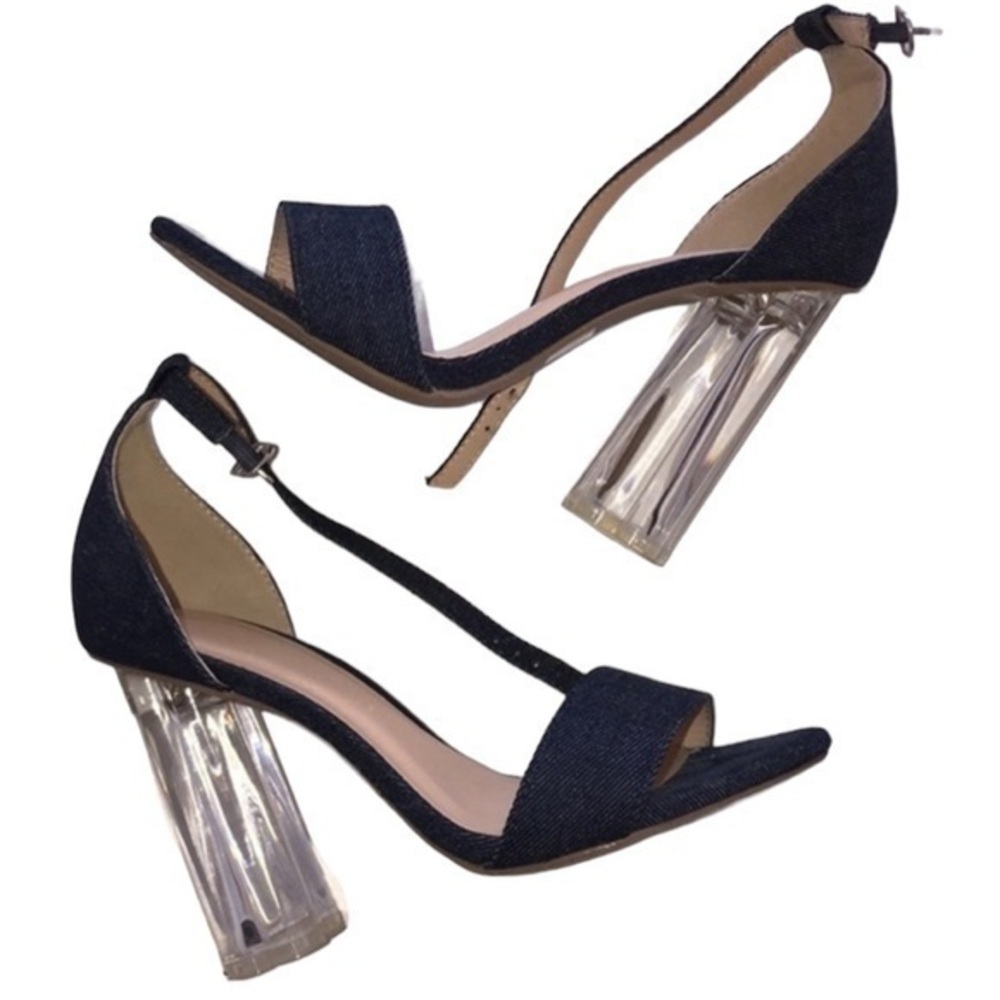 Wild Diva Lounge Denim Clear Heels
